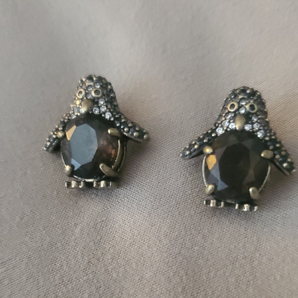 Banana Republic Vintage Black and Silver Penguin Earrings